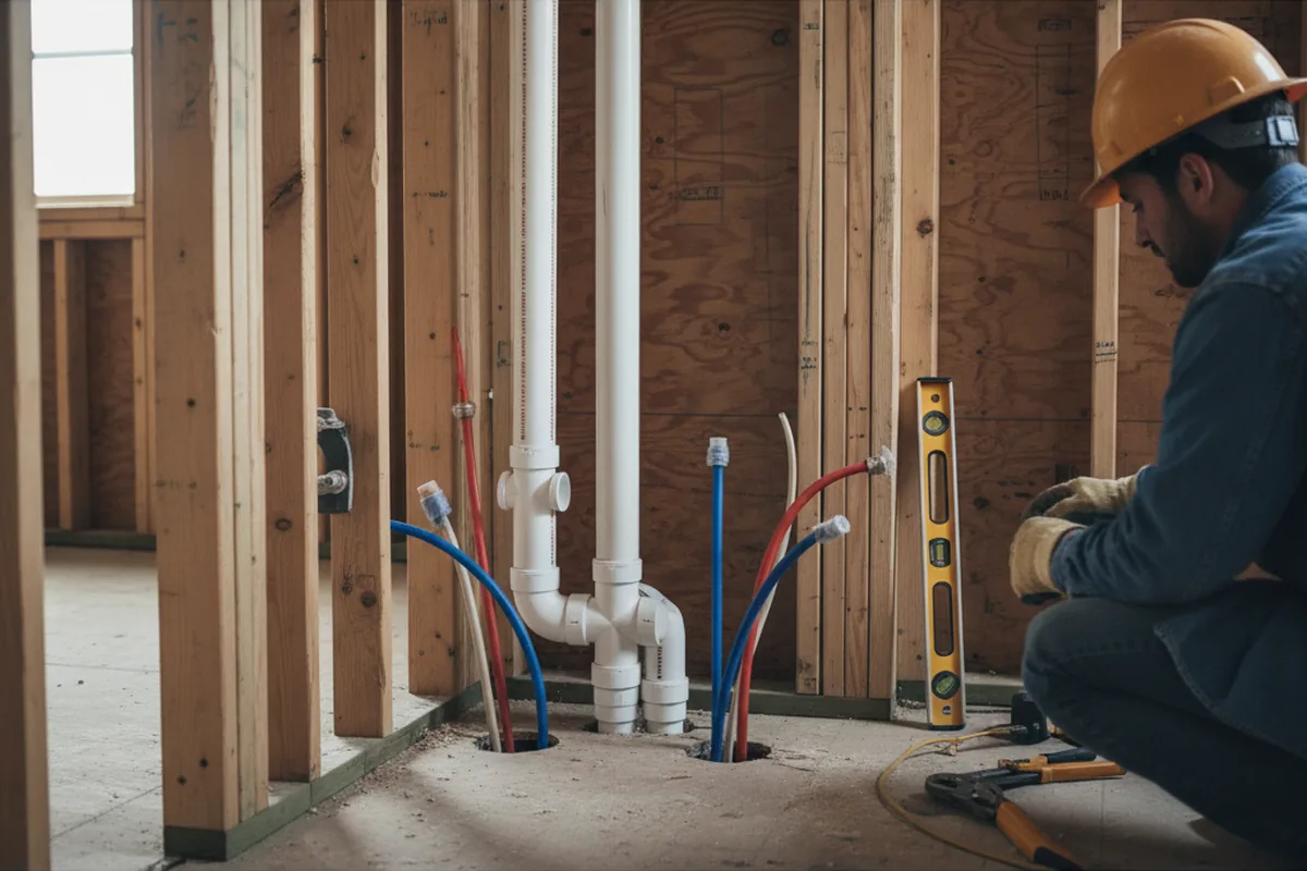Drain and supply rough-in during Drain Cleaning in Lacombe