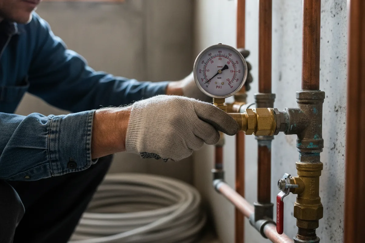 Pressure testing a repaired line during Water Line Repair in Lacombe